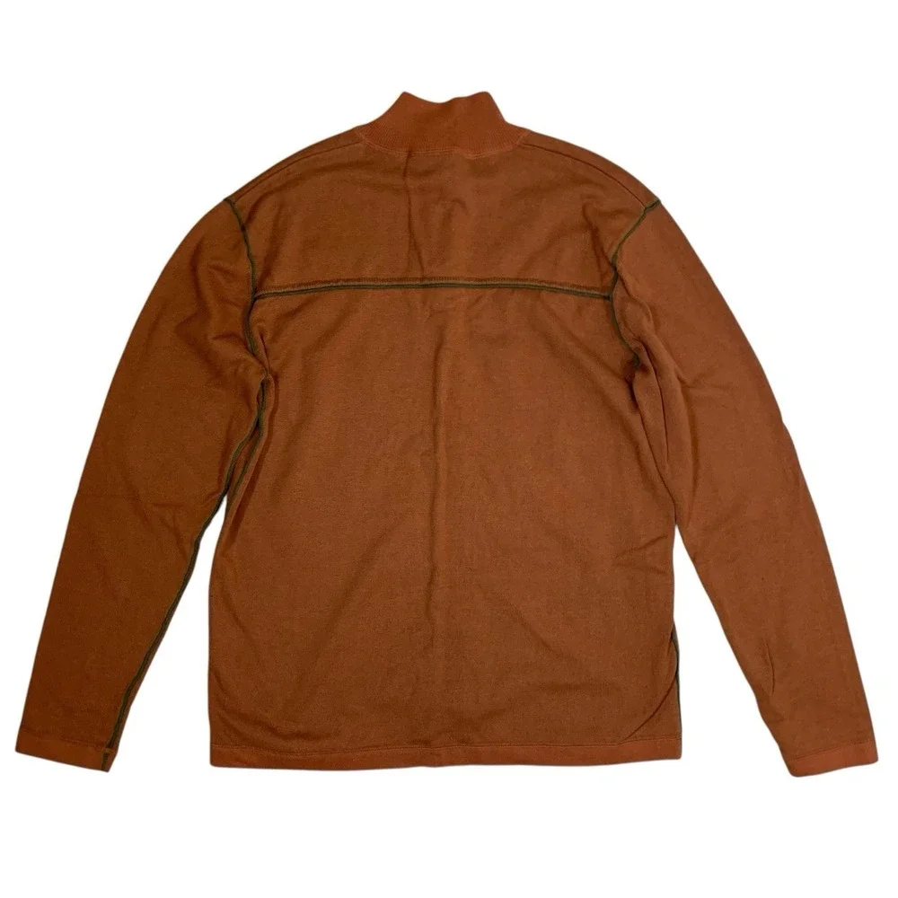 Sundance Cotton Henley‎ Pullover Brown Green Trim Cozy Casual XXL Men's